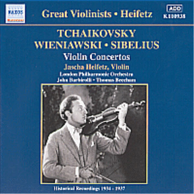 Great Violinists - 차이코프스키, 비에니아프스키, 시벨리우스 : 바이올린 협주곡 (Tchaikovsky, Wieniawski, Sibelius : Violin Concertos)(CD) - Jascha Heifetz