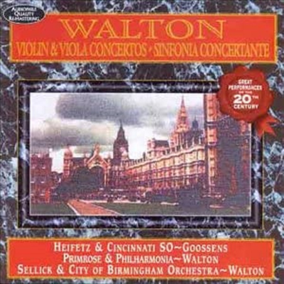 월튼: 바이올린 협주곡, 비올라 협주곡, 신포니아 콘체르탄테 (Walton: Violin Concerto, Viola Concerto, Sinfonia Concertante)(CD) - Jascha Heifetz