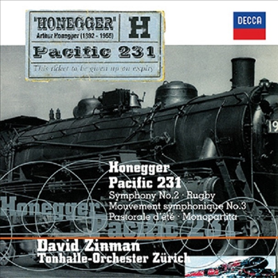 오네게르: 교향곡과 관현악 (Honegger: Symphony, Rugby, Pacific 231) (일본 타워레코드 독점 한정반)(CD) - David Zinman