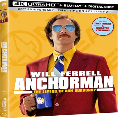 Anchorman: The Legend of Ron Burgundy (20th Anniversary) (앵커맨) (2004)(한글무자막)(4K Ultra HD + Blu-ray)