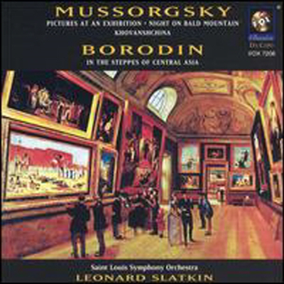 무소르그스키: 전람회의 그림, 민둥산의 하룻 밤, 보로딘: 중앙 아시아의 초원에서 (Mussorgsky: Pictures at an Exhibition; Night on Bald Mountain; Borodin: In the Steppes of Central Asia)(CD) - Leonard Sla