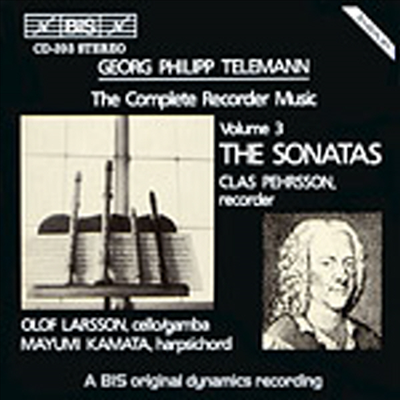 텔레만 : 리코더 소나타 작품 3집 (Telemann : Complete Recorder Music, Vol.3 )(CD) - Clas Pehrsson