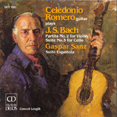 바흐 : 바이올린 파르티타 2번, 첼로 조곡 3번, 산츠 : 스페인 모음곡 (Bach : Partita No.2 BWV1004, Cello Suite No.3 BWV1009, Sanz : Suite Espanola)(CD) - Celedonio Romero