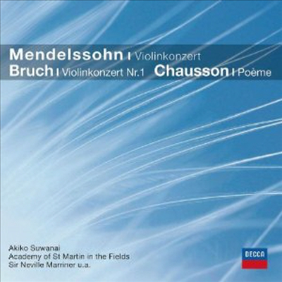 멘델스존, 브루흐: 바이올린 협주곡, 쇼송: 시곡 (Mendelssohn, Bruch: Violin Concertos, Chausson; Poeme Op.25)(CD) - 아키코 스와나이 (Akiko Suwanai)