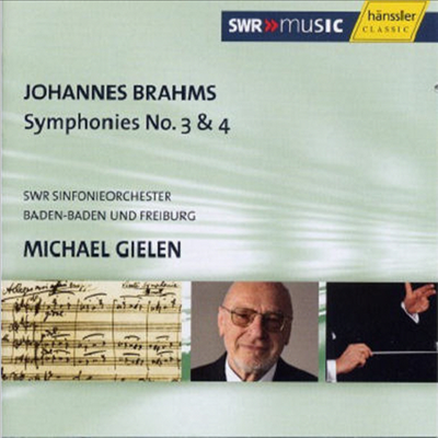 브람스 : 교향곡 3, 4번 (Brahms : Symphony No.3 Op.90, No.4 Op.98)(CD) - Michael Gielen