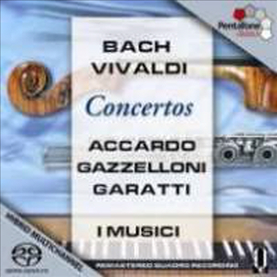 바흐: 하프시코드 협주곡 1번 BWV.1052, 플루트 바이올린 하프시코드를 위한 협주곡 BWV.1044 & 비발디 : 바이올린 협주곡 D장조 Op.7-11, 12 (SACD Hybrid) - Salvatore Accardo