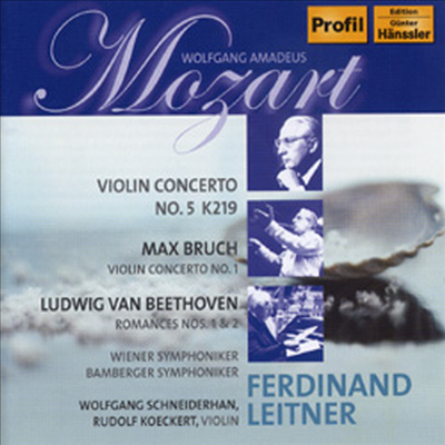 모차르트 : 바이올린 협주곡 5번, 브루흐 : 바이올린 협주곡 1번, 베토벤 : 로망스 1, 2번 (Mozart : Violin Concerto No.5 K.219, Bruch : Violin Concerto No.1 Op.26, Beethoven : Romance No.1 & 2)(CD) - Wolfg