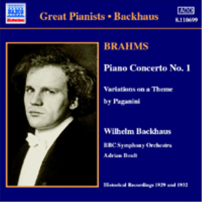 Great Pianists - 브람스 : 피아노 협주곡 1번, 파가니니 변주곡 (Brahms : Piano Concerto No.1, Paganini Variations)(CD) - Wilhelm Backhaus