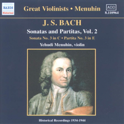 Great Violinists - 바흐 : 무반주 바이올린 소나타와 파르티타 2집 (Bach : Violin Solo For Sonatas And Partitas, Vol.2)(CD) - Yehudi Menuhin