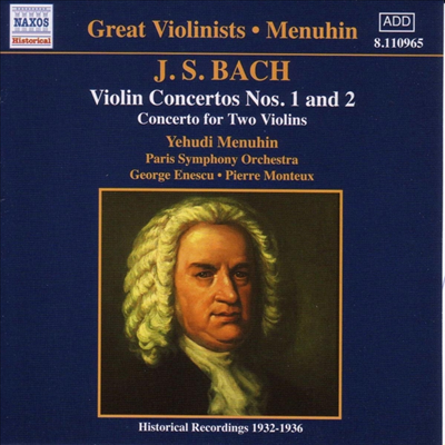 Great Violinists - 바흐 : 바이올린 협주곡 1, 2번, 두 대의 바이올린 협주곡 (Bach : Violin Concerto No.1, No.2, Concerto For Two Violins)(CD) - Yehudi Menuhin