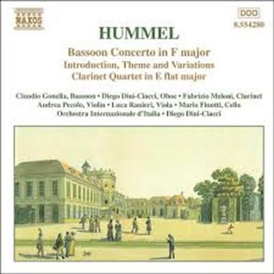 훔멜 : 바순 협주곡, 클라리넷 4중주, 서주 주제와 변주 (Hummel : Bassoon Concerto, Clarinet Quartet, Introduction Theme and Variations)(CD) - Diego Dini-Ciacci