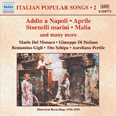 이탈리아 파퓰러 송 2집 - 잘 있거라 나폴리, 4월, 말리아 (Italian Popular Song 2 - Addio a Napoli, Aprile, Stornelli Marini, Malia)(CD) - Mario Del Monaco