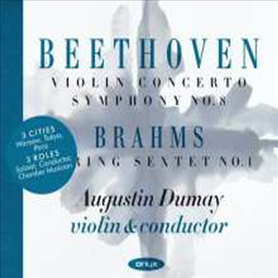 베토벤: 바이올린 협주곡, 교향곡 8번 & 브람스: 현악 육중주 1번 (Beethoven: Violin Concerto, Symphony No.8 & Brahms: String Sextet No. 1 in B flat major, Op. 18) (2CD) - Augustin Dumay