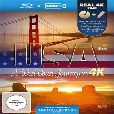 USA: A West Coast Journey In 4K (USA: 어 웨스트 코스트 져니 인 4K)(4K Ultra HD Stick + Blu-ray)(Limited 4K Ultra HD Edition)(Region B)(한글무자막)