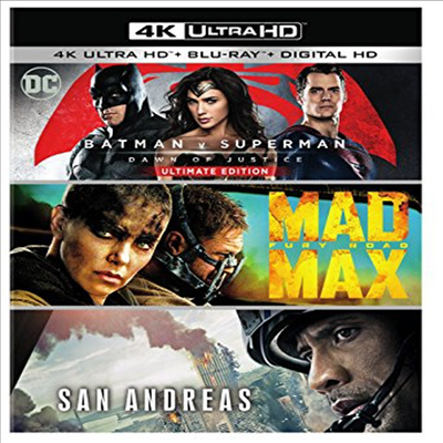 Batman v Superman: Dawn Of Justice / Mad Max: Fury Road San Andreas / San Andreas (배트맨 대 슈퍼맨: 저스티스의 시작) (한글무자막)(4K Ultra HD + Blu-ray + Digital HD)