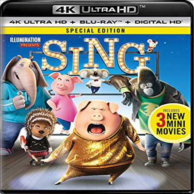 Sing - Special Edition (씽) (2016) (한글무자막)(4K Ultra HD + Blu-ray + Digital HD)