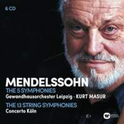 멘델스존: 교향곡 1번 - 5번 &amp; 현악 교향곡 1번 - 13번 (Mendelssohn: The 5 Symphonies &amp; The 13 String Symphonies) (6CD Boxset) - Kurt Masur