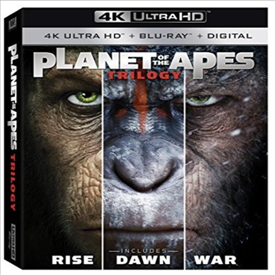 Planet Of The Apes Trilogy (혹성탈출 3부작: 진화의 시작 / 반격의 서막 / 종의 전쟁) (한글무자막)(4K Ultra HD + Blu-ray + Digital)(Boxset)