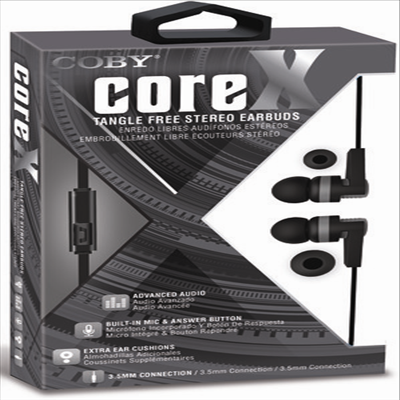 Coby - Coby Cve-142-Blk Core X Tangle Free Plastic Earbud