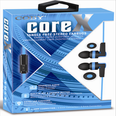 Coby - Coby Cve-142-Blu Core X Tangle Free Plastic Earbud