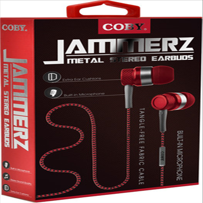 Coby - Coby Cve-200-Red Jammerz Metal Tangle Free Earbuds