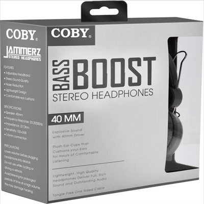 Coby - Coby Cvh-802-Wht Bass Boost Stereo Headphones W/Mi