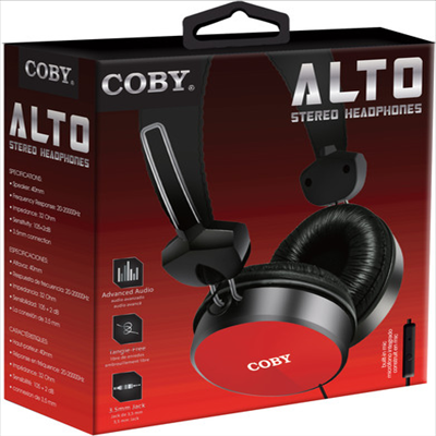 Coby - Coby Cvh-814-Red Alto Stereo Headphones W/Mic