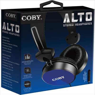 Coby - Coby Cvh-814-Blu Alto Stereo Headphones W/Mic