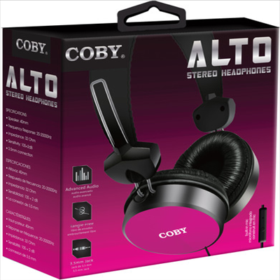Coby - Coby Cvh-814-Pnk Alto Stereo Headphones W/Mic