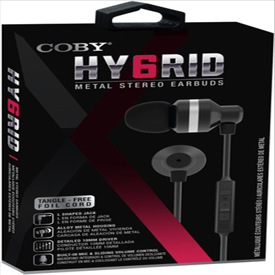 Coby - Coby Cvpe-05-Blk Hy6rid Metal Tangle Free Earbuds