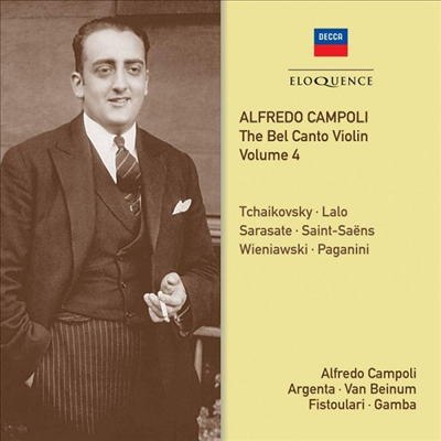 캄폴리 바이올린 발 칸토 4집 - 차이코프스키, 생상스, 파가니니 & 랄로: 바이올린 협주곡 (Alfredo Campoli The Bel Canto Violin Vol.4 - Saint-Saens, Lalo, Paganini & Tchaikovsky: Violin Concertos) (2CD) - 