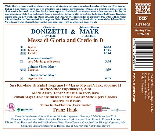 Franz Hauk 도니제티 / 요한 지몬 마이어: 미사 글로리아와 크레도 D장조 (Donizetti / Johann Simon Mayr: Messa di Gloria & Credo in D)