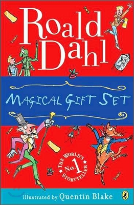 Roald Dahl Magical Gift Set (4 Books): Charlie and the Chocolate Factory, James and the Giant Peach, Fantastic Mr. Fox, Charlie and the Great Glass El