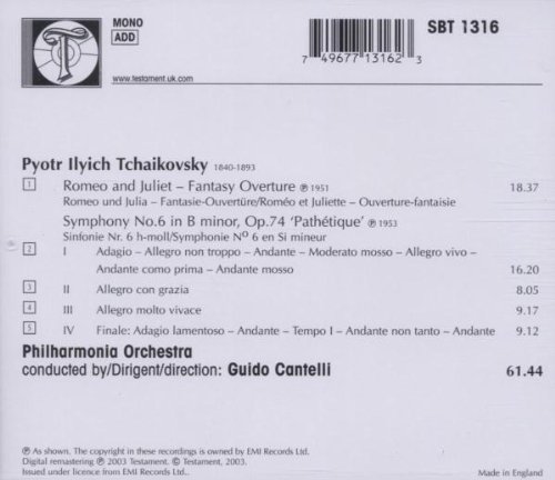 Guido Cantelli 차이코프스키: 교향곡 6번 `비창`, 로미오와 줄리엣 중 환상 서곡 - 귀도 칸텔리 (Tchaikovsky: Symphony No. 6 in B minor, Op. 74 'Pathetique')