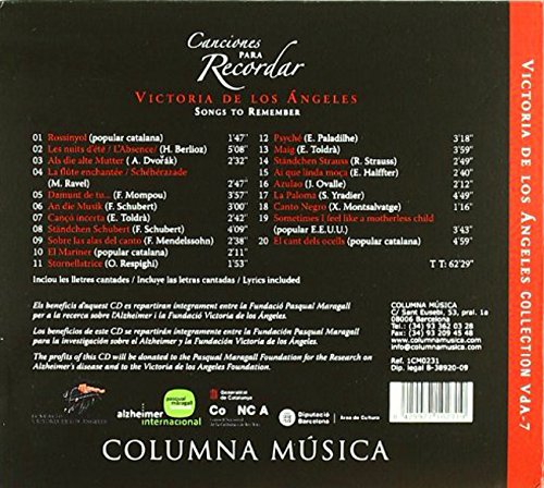 콜룸나 무지카 레이블의 빅토리아 데 로스 앙헬레스 콜렉션 7집 (Victoria De Los Angeles Collection Vol.7 - Songs to Remenber [Canciones para Recordar])