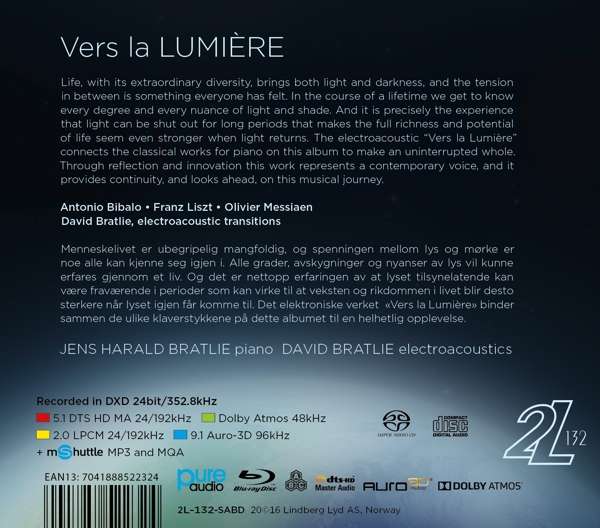 Jens Harald Bratlie / David Bratlie 빛으로 - 비발로 / 리스트 / 메시앙 (Vers la Lumiere - Antonio Bibalo / Liszt / Messiaen) 옌스 하랄 & 다비드 브라틀리
