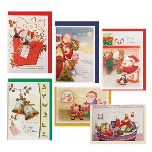 FS204 Set(6종) 크리스마스카드,트리카드,산타카드,성탄절,미니카드,루돌프,카드