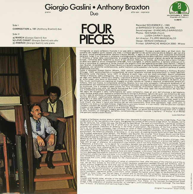 Giorgio Gaslini & Anthony Braxton Duo (조르지오 가슬리니 & 앤소니 블랙스톤 듀오) - Four Pieces [LP]