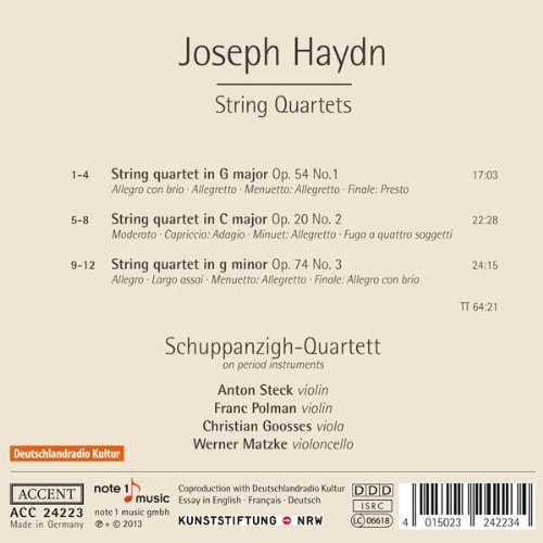 Schuppanzigh Quartett 하이든: 현악 4중주 (Haydn: String Quartets Op.54-1, Op.20-2, Op.74-3)