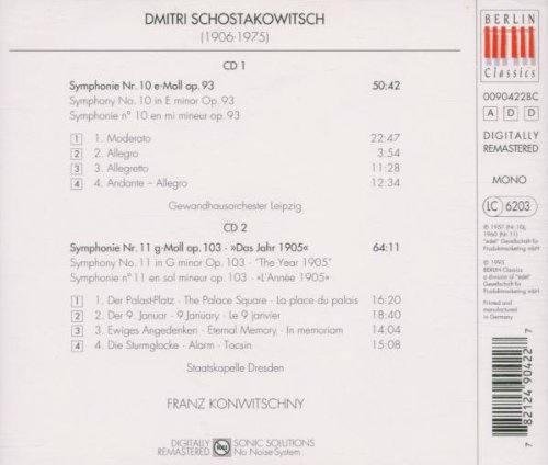 Franz Konwitschny 쇼스타코비치: 교향곡 10번 11번 (Shostakovich: Symphony No.10 Op.93, No.11 Op.103 'the Yar') 프란츠 콘비츠니