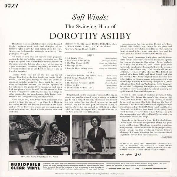 Dorothy Ashby - Soft Winds: The Swinging Harp Of Dorothy Ashby (도로시 애쉬비의 스윙잉 하프) [클리어 LP]