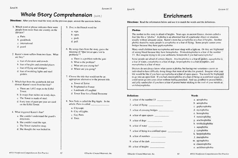 Nonfiction Comprehension Test Practice 6