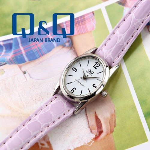 ◆QQ 본사정품◆ Q509J-314Y [연보라] 여성시계 아날로그시계 가죽시계 심플