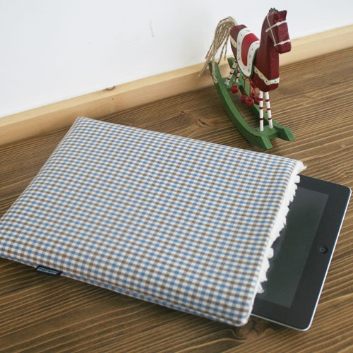 아이패드 파우치-ipad sleeve-blue+brown check