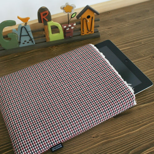 아이패드 파우치-ipad sleeve-red+black check