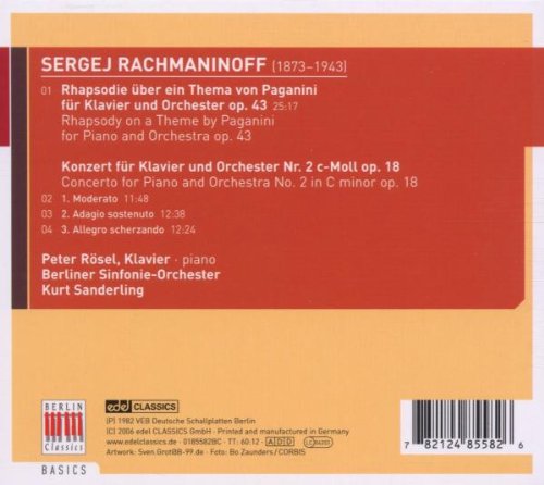 Peter Rosel / Kurt Sanderling 라흐마니노프: 피아노 협주곡 2번, 파가니니 랩소디 (Rachmaninov : Piano Concerto No.2, Paganini Rhapsody Op.43)