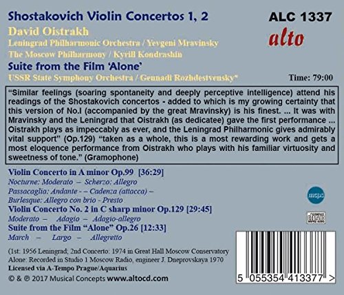 David Oistrach / Evgeny Mravinsky 쇼스타코비치: 바이올린 협주곡 1-2번, 고독 모음곡 - 다비드 오이스트라흐, 예프게니 므라빈스키 (Shostakovich: Violin Concertos, Suite from Alone)
