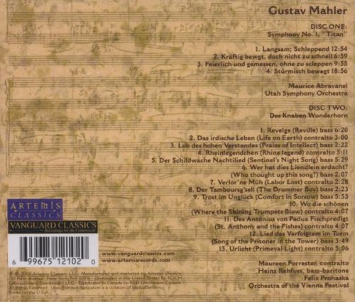 Maurice Abravanel 말러: 교향곡 1번, 가곡 '어린이의 이상한 뿔피리' - 모린 포레스터, 모리스 아브라바넬, 펠릭스 프로하스카 (Mahler: Symphony No.1, Lieder 'Des Knaben Wunderhorn')