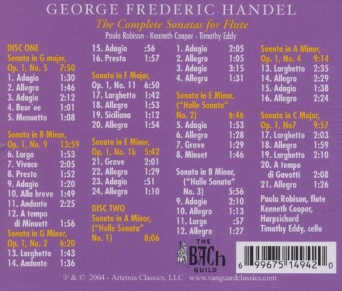 Paula Robison 헨델: 플루트를 위한 소나타 전곡집 - 파울라 로비슨, 케네스 쿠퍼 (Handel: The Complete Sonatas for Flute)