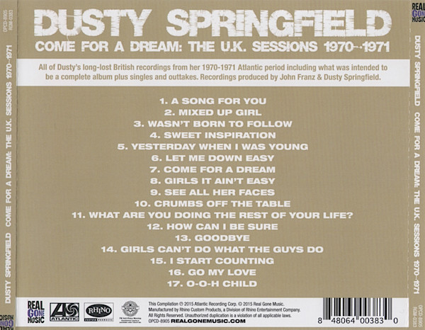 Dusty Springfield (더스티 스프링필드) - Come For A Dream: The U.K. Sessions 1970-1971